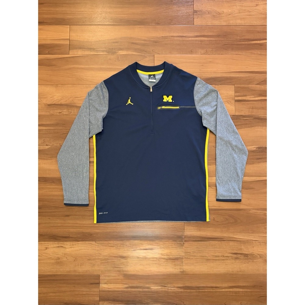 Nike Jordan University Michigan Wolverines 1/4 Quarter Zip Pullover Jacket Large